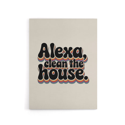 Assistant Clean The House Funky Retro Typography Canvas Wall Art Print