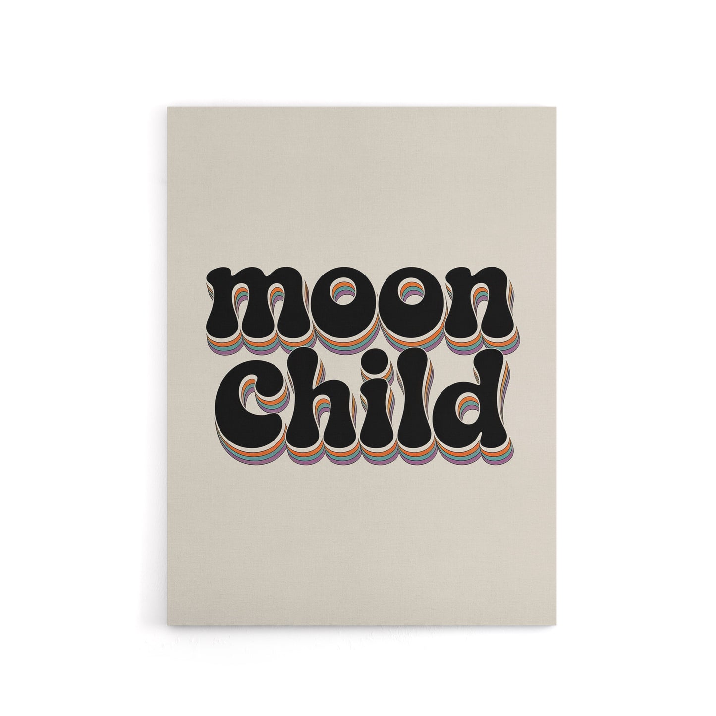 Moon Child Retro Rainbow Font Typography Canvas Wall Art Print