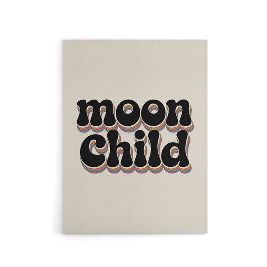 Moon Child Retro Rainbow Font Typography Canvas Wall Art Print