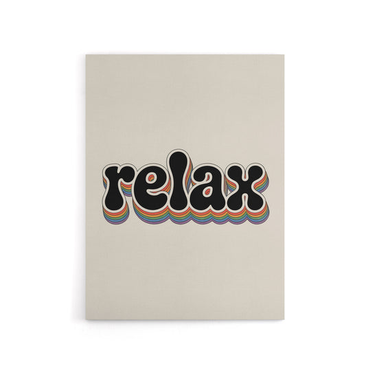 Relax Colourful Retro Rainbow Font Typography Canvas Wall Art Print