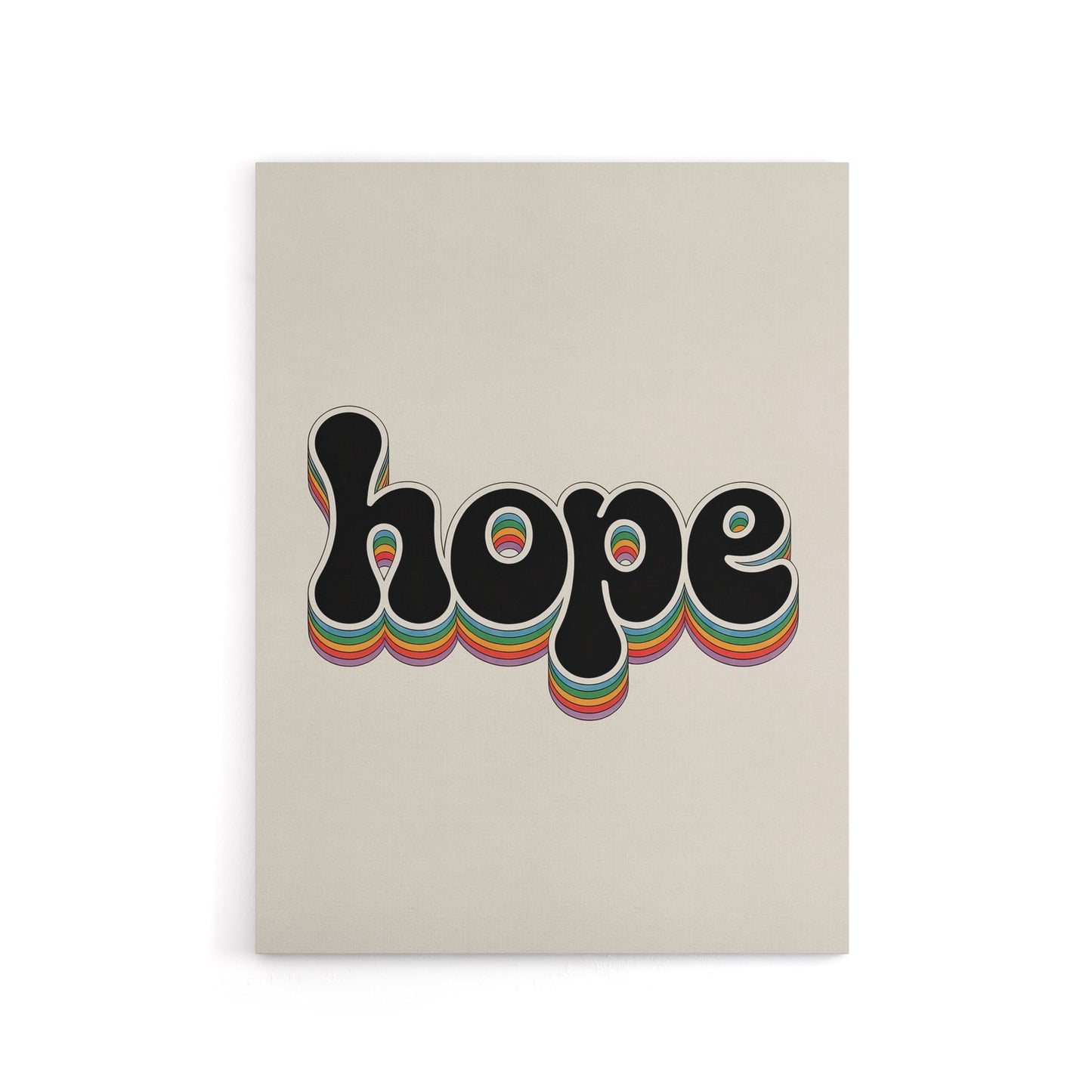 Hope Colourful Retro Rainbow Font Typography Canvas Wall Art Print