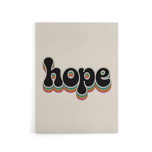 Hope Colourful Retro Rainbow Font Typography Canvas Wall Art Print
