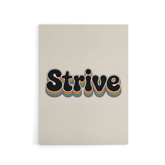 Strive Colourful Retro Rainbow Font Typography Canvas Wall Art Print