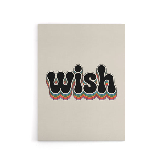 Wish Colourful Retro Rainbow Font Typography Canvas Wall Art Print