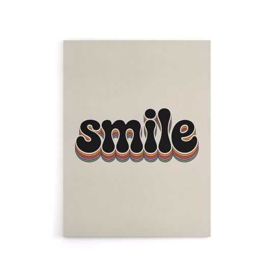 Smile Colourful Retro Rainbow Font Typography Canvas Wall Art Print
