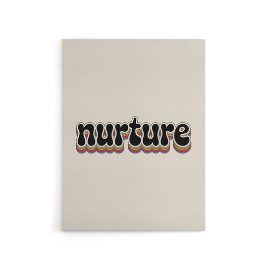 Nurture Colourful Retro Rainbow Font Typography Canvas Wall Art Print