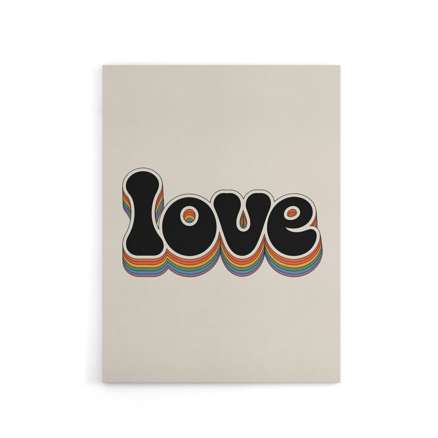 Love Funky Bold Rainbow Retro Font Typography Canvas Wall Art Print