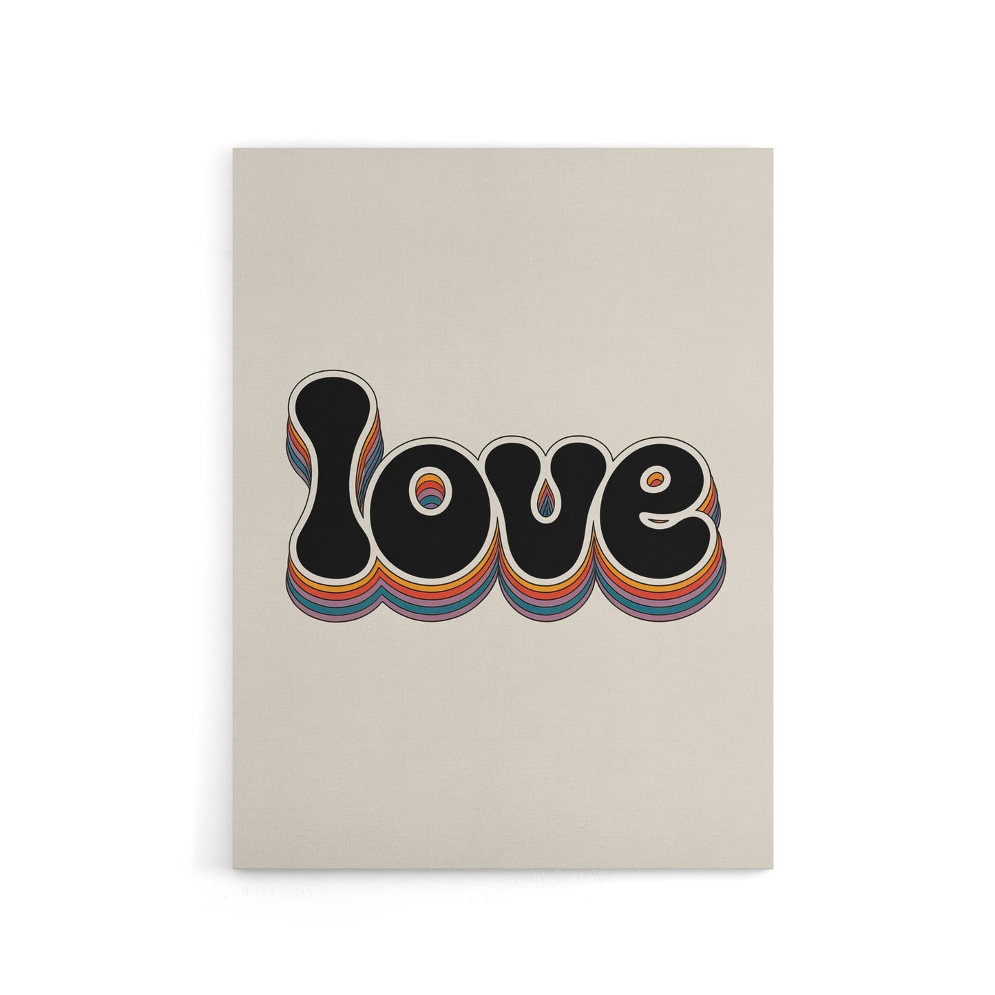 Love Funky Rainbow Retro Font Typography Word Canvas Wall Art Print