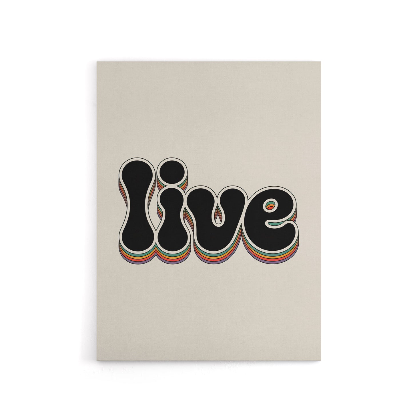 Live Bold Retro Rainbow Font Word Typography Canvas Wall Art Print