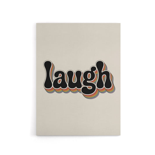 Laugh Colourful Retro Rainbow Font Typography Canvas Wall Art Print