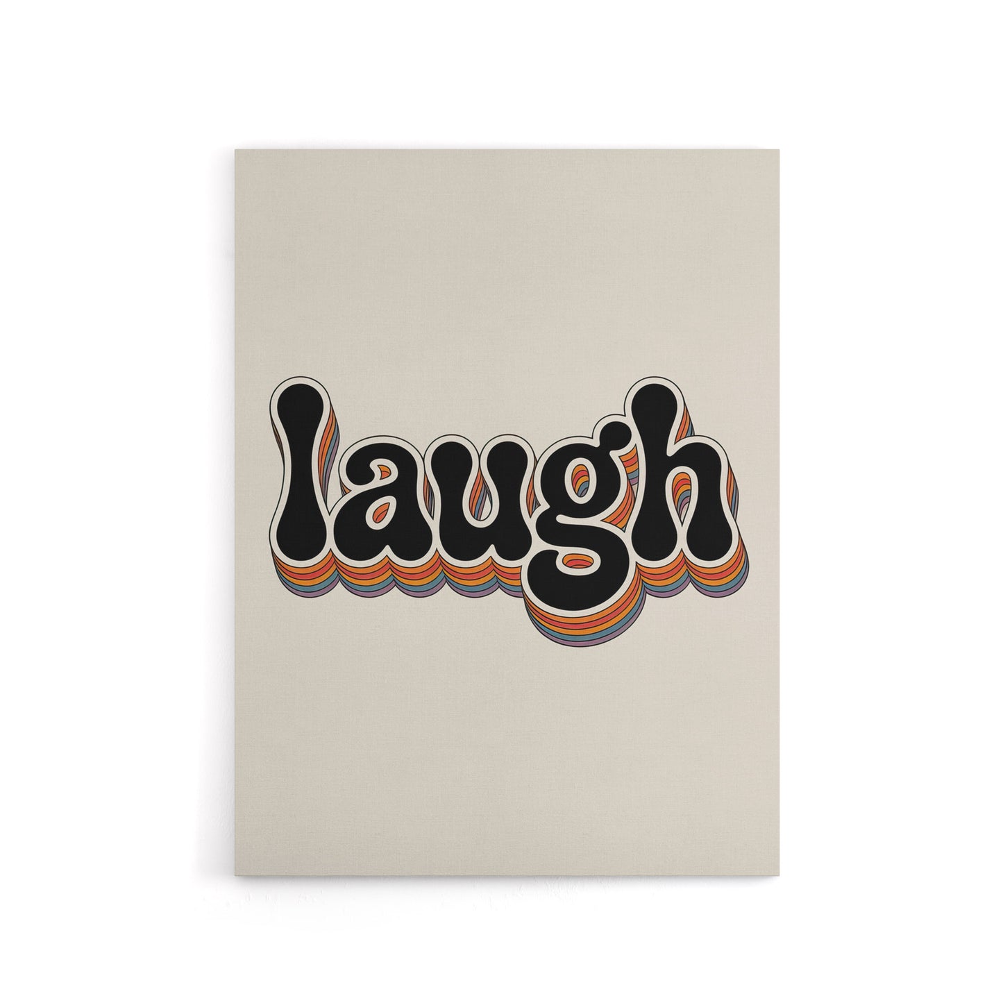 Laugh Vibrant Retro Rainbow Font Typography Canvas Wall Art Print