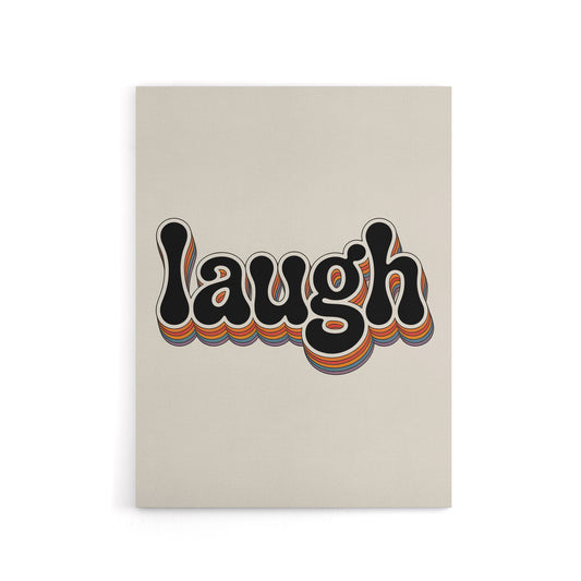 Laugh Vibrant Retro Rainbow Font Typography Canvas Wall Art Print