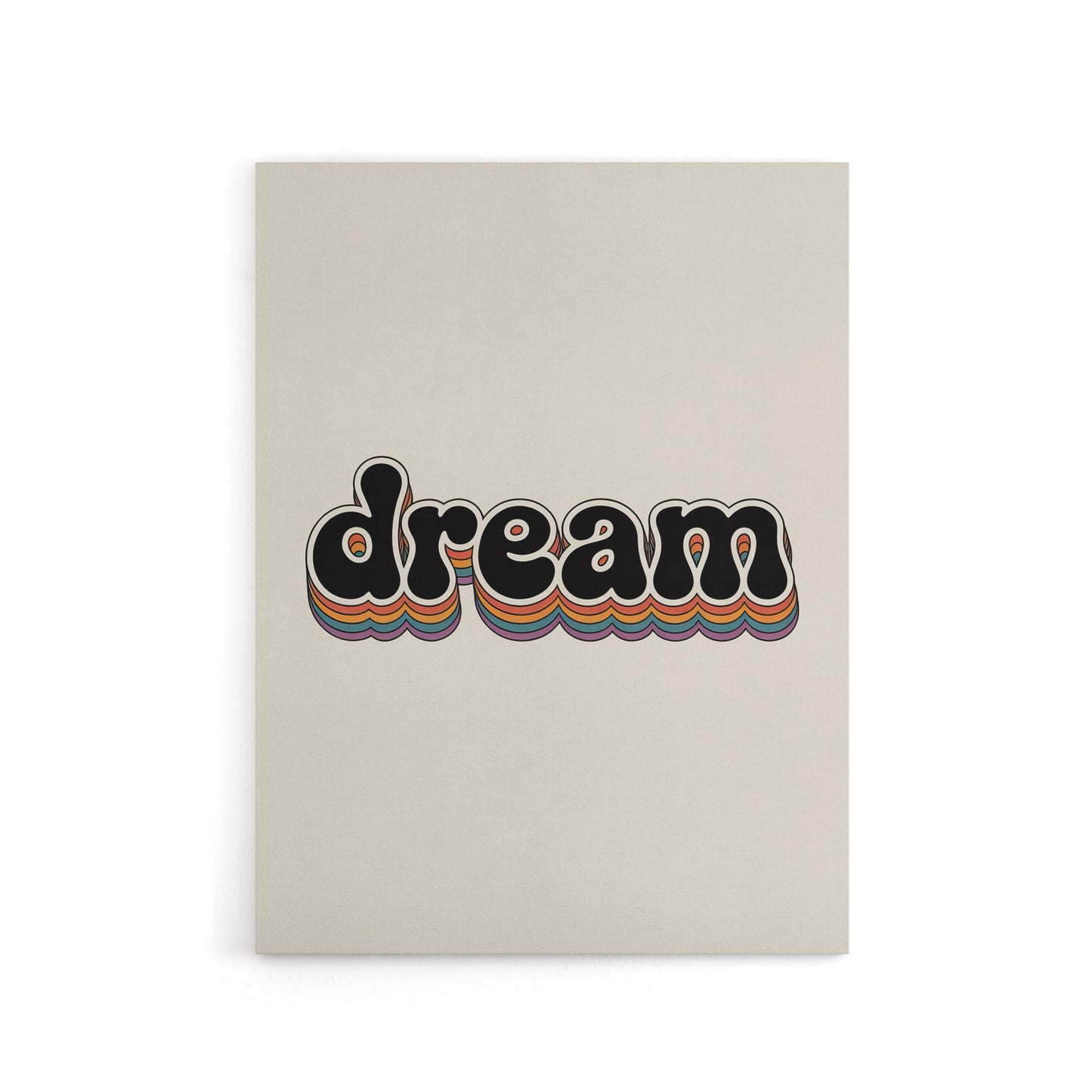 Dream Colourful Retro Rainbow Font Typography Canvas Wall Art Print