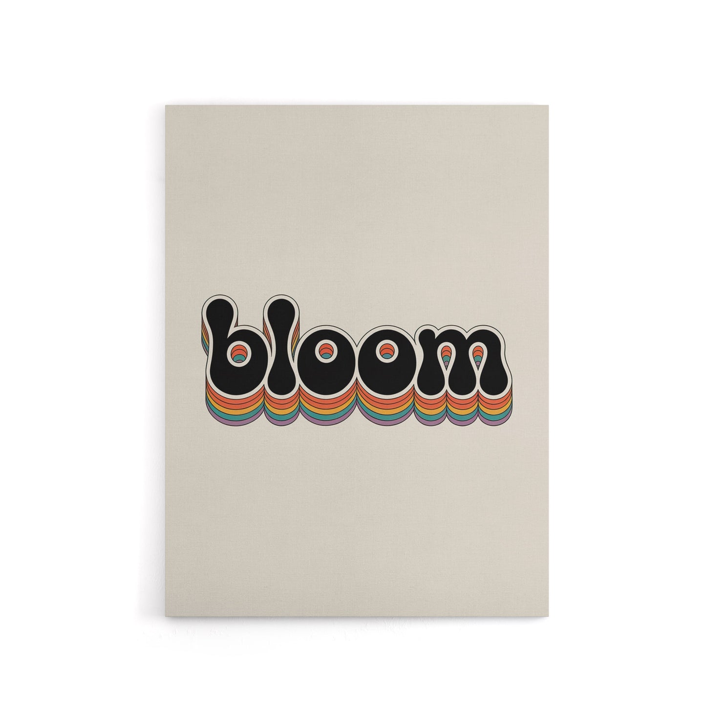 Bloom Vibrant Retro Rainbow Font Typography Canvas Wall Art Print