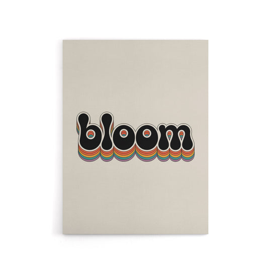 Bloom Vibrant Retro Rainbow Font Typography Canvas Wall Art Print
