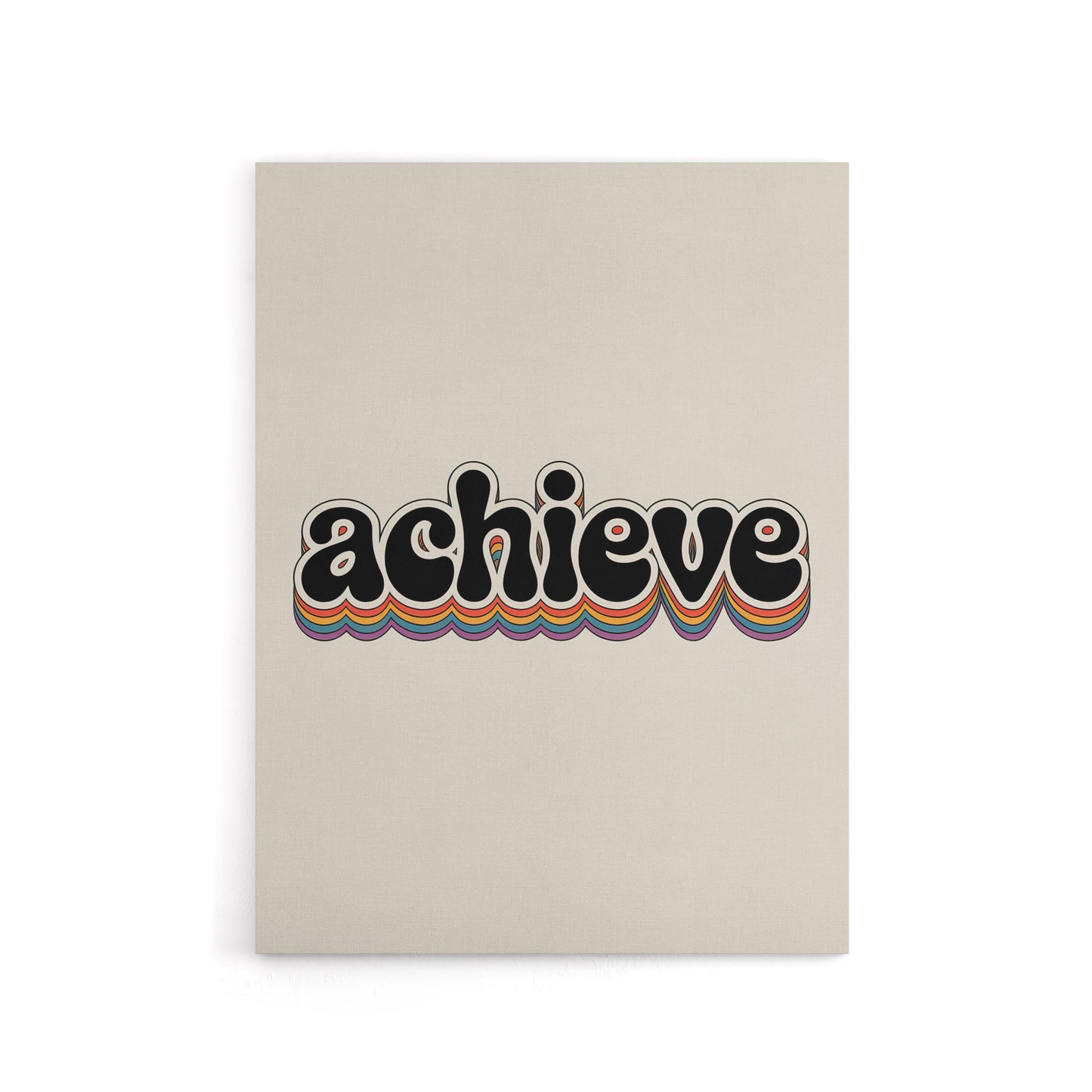 Achieve Colourful Retro Rainbow Font Typography Canvas Wall Art Print