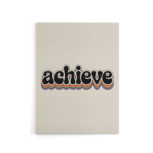 Achieve Colourful Retro Rainbow Font Typography Canvas Wall Art Print