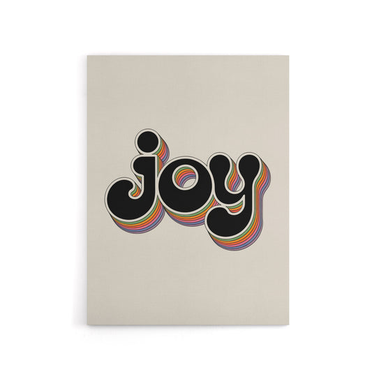 Joy Colourful Retro Rainbow Font Typography Canvas Wall Art Print