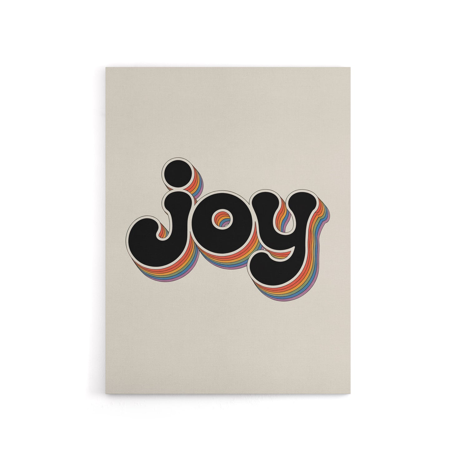 Joy Vibrant Retro Rainbow Font Typography Word Canvas Wall Art Print