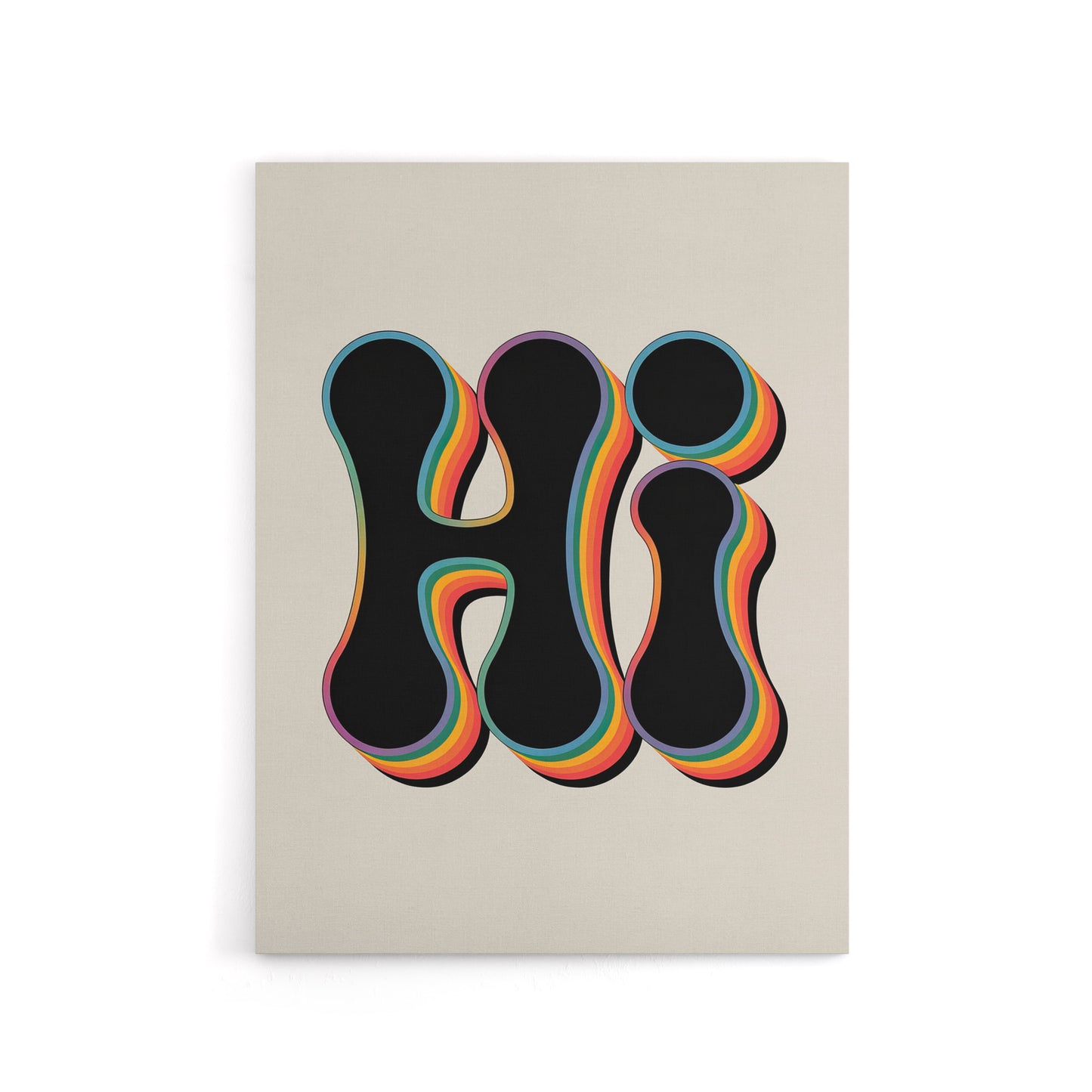 Hi Midcentury Modern Rainbow Font Typography Canvas Wall Art Print