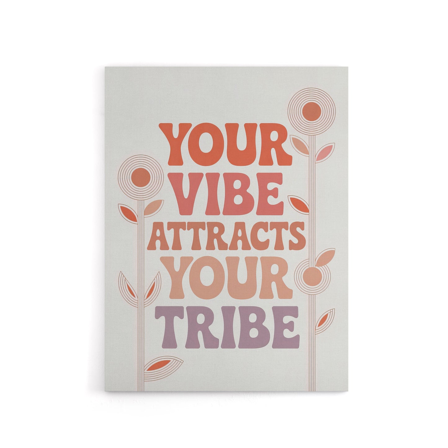 Vibe Attracts Your Tribe Retro Midcentury Floral Canvas Wall Art Print