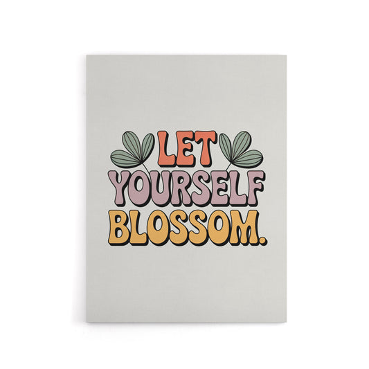 Let Yourself Blossom Retro Floral Typography Canvas Wall Art Print