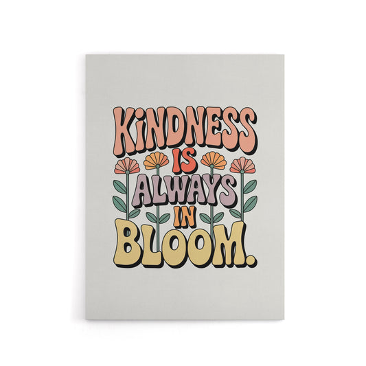 Kindness Is Always In Bloom Retro Floral Canvas Wall Art Print