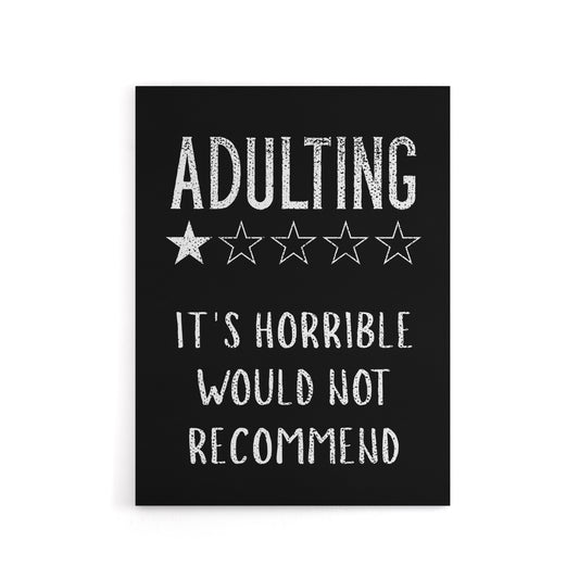 Adulting One Star Would Not Recommend Funny Canvas Wall Art Print