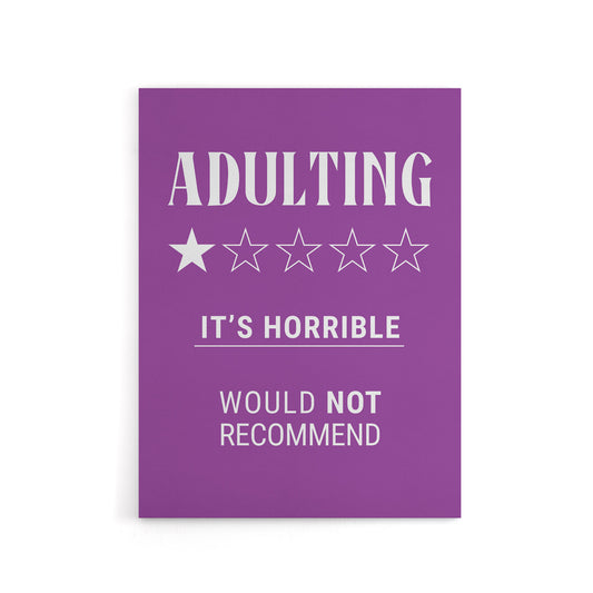 Adulting Funny Review Would Not Recommend Canvas Wall Art Print