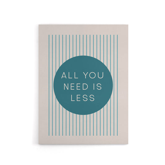 All You Need Is Less Circle Stripes Teal Simple Canvas Wall Art Print