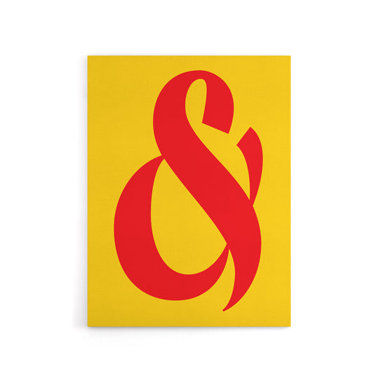 And Ampersand Symbol Yellow Red Vibrant Design Canvas Wall Art Print