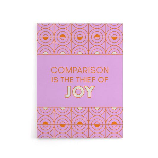 Comparison Is The Thief Of Joy Pink Art Deco Canvas Wall Art Print