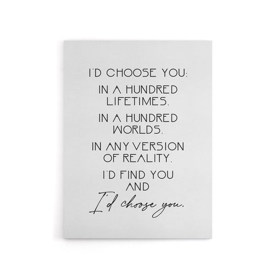 Would Choose You In Hundred Lifetimes Love Modern Canvas Wall Art Print