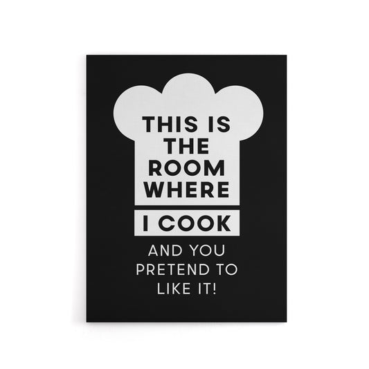 This Is Where I Cook Chef Hat Funny Cheeky Canvas Wall Art Print