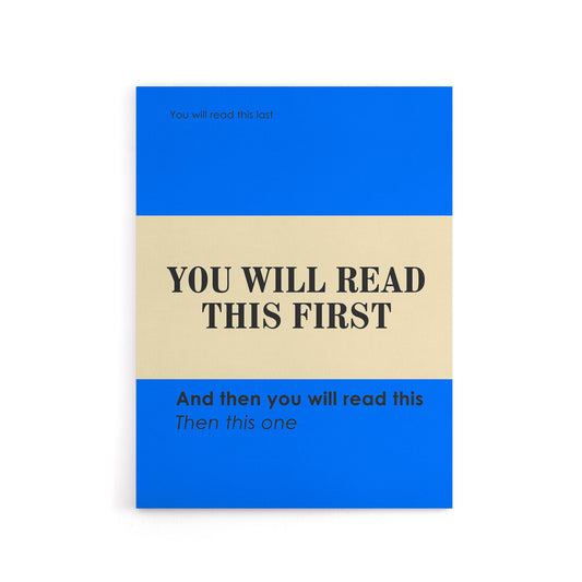 You Will Read This First Blue Simple Modern Canvas Wall Art Print