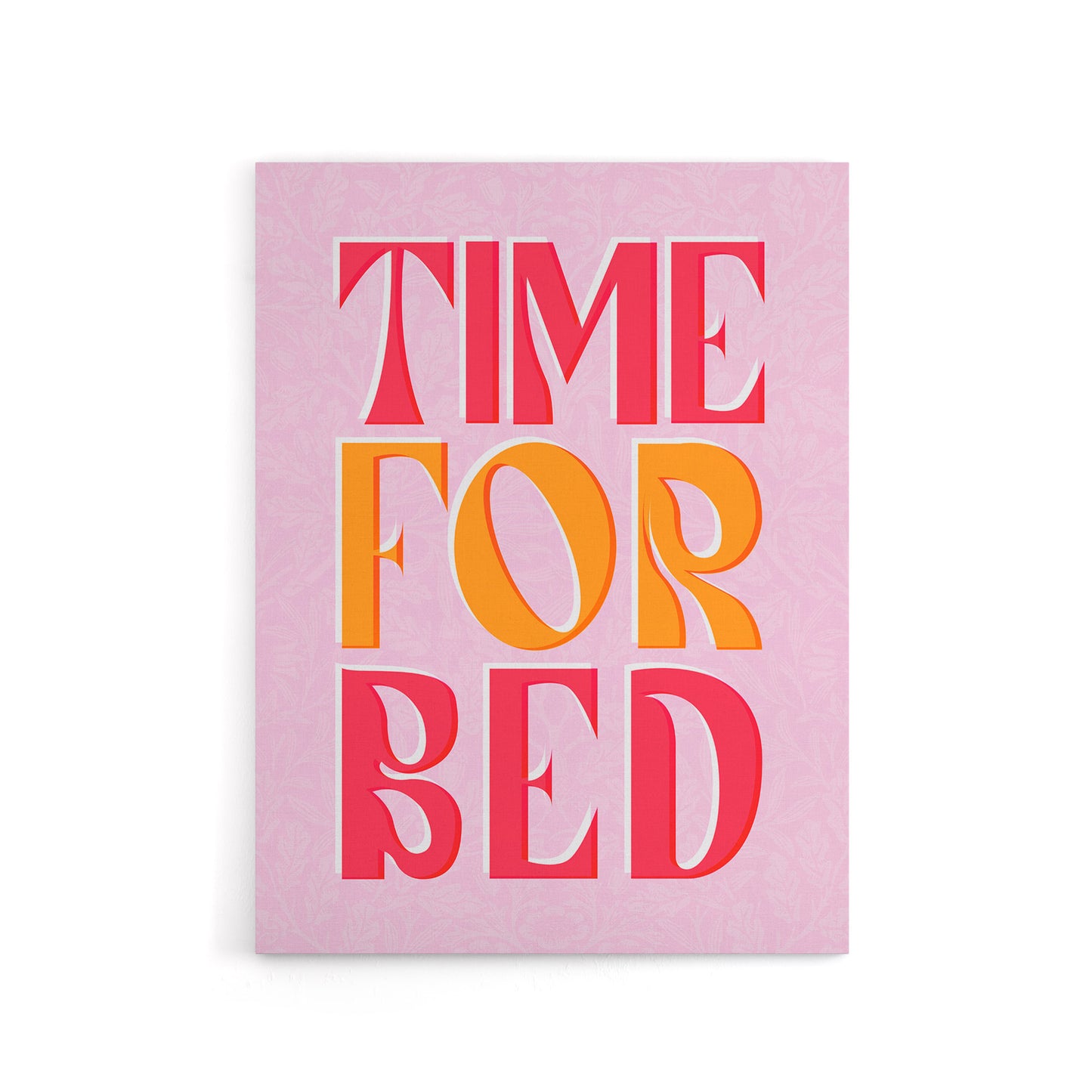 Time For Bed Pink And Orange Bold Modern Canvas Wall Art Print