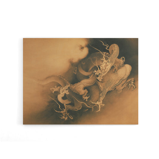 Kano Hogai Japanese Dragons In Clouds Canvas Wall Art Print