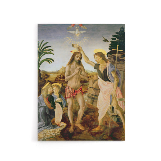 Verrocchio Da Vinci The Baptism Of Christ Canvas Wall Art Print