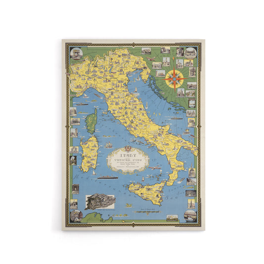 Ernest D Chase Italy Map With Vatican City Canvas Wall Art Print