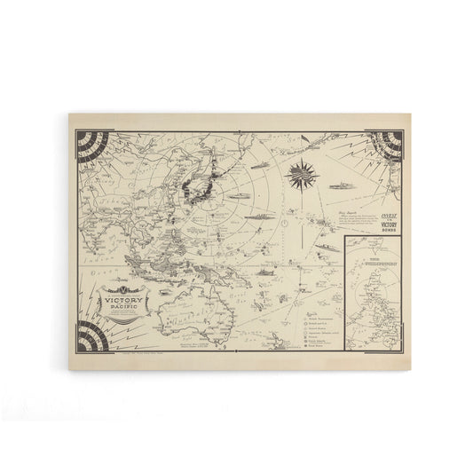 Map Ernest Dudley Chase 1944 Pacific Victory Canvas Wall Art Print