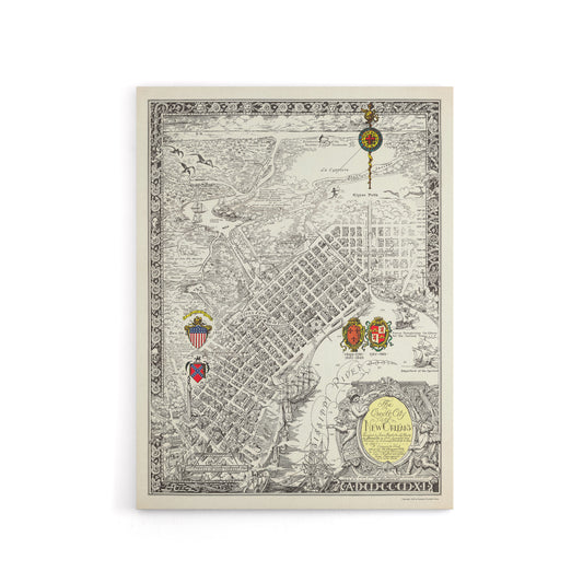 Map Curtis 1930 Creole City New Orleans Canvas Wall Art Print