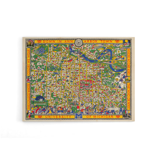 Koessler 1926 Map Michigan University Canvas Wall Art Print