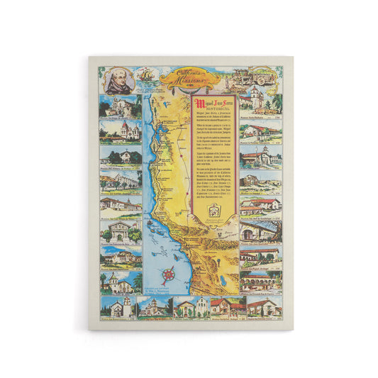 Putnam 1949 California Missions Map Canvas Wall Art Print