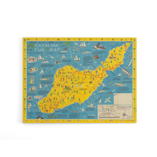 Ramsey 1947 Santa Catalina Island Fun Map Canvas Wall Art Print