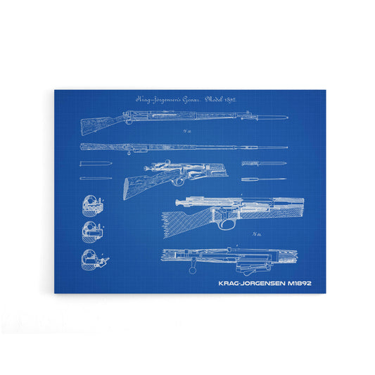 Krag Jorgensen M1892 Bolt Action Rifle Plan Canvas Wall Art Print