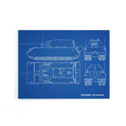 Panzer VIII Maus Super Heavy Tank Blueprint Canvas Wall Art Print