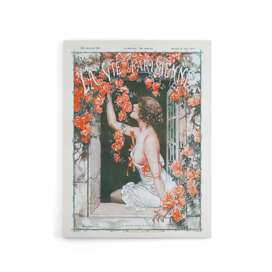 La Vie Parisienne Magazine Cover Roses Month Canvas Wall Art Print