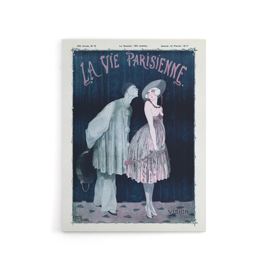 La Vie Parisienne Kissing Pierrot Clown Canvas Wall Art Print