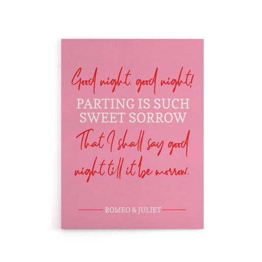 Shakespeare Quote Parting Sweet Sorrow Canvas Wall Art Print