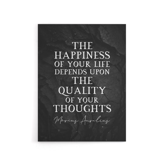 Marcus Aurelius Happiness Slate Quote Canvas Wall Art Print